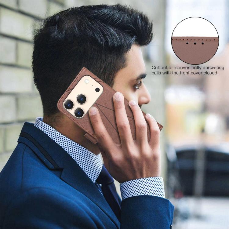 Funda de cuero para teléfono con estampado geométrico y protección RFID, For iPhone 18 Pro/17 Pro, For iPhone 18 Pro Max/17 Pro Max, For iPhone 16e / 17e, For iPhone 17, For iPhone Air, For iPhone 16 Pro Max, For iPhone 16 Pro, For iPhone 16 Plus