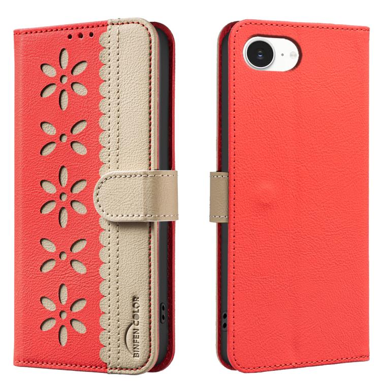 Funda de cuero para teléfono RFID con estampado floral hueco y empalme de colores, For iPhone 18 Pro/17 Pro, For iPhone 18 Pro Max/17 Pro Max, For iPhone 16e / 17e, For iPhone 17, For iPhone Air, For iPhone 16 Pro Max, For iPhone 16 Pro                ...