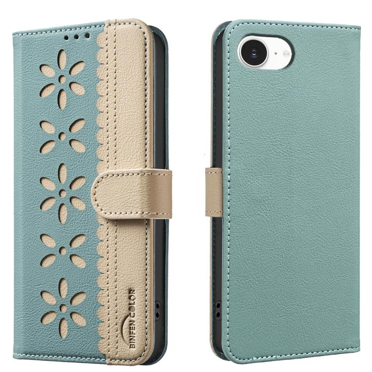 Funda de cuero para teléfono RFID con estampado floral hueco y empalme de colores, For iPhone 18 Pro/17 Pro, For iPhone 18 Pro Max/17 Pro Max, For iPhone 16e / 17e, For iPhone 17, For iPhone Air, For iPhone 16 Pro Max, For iPhone 16 Pro                ...
