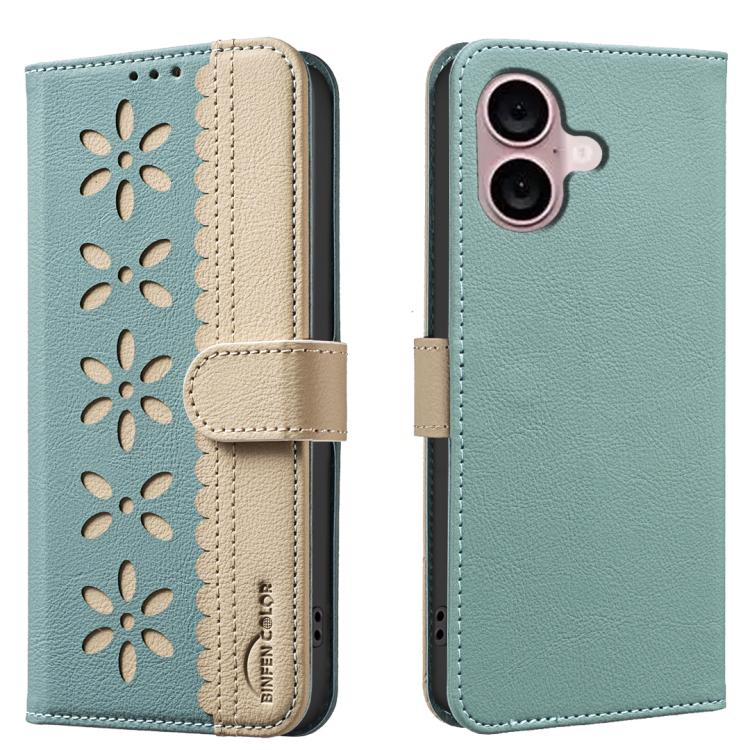 Funda de cuero para teléfono RFID con estampado floral hueco y empalme de colores, For iPhone 18 Pro/17 Pro, For iPhone 18 Pro Max/17 Pro Max, For iPhone 16e / 17e, For iPhone 17, For iPhone Air, For iPhone 16 Pro Max, For iPhone 16 Pro                ...