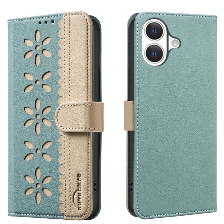 Funda de cuero para teléfono RFID con estampado floral hueco y empalme de colores, For iPhone 18 Pro/17 Pro, For iPhone 18 Pro Max/17 Pro Max, For iPhone 16e / 17e, For iPhone 17, For iPhone Air, For iPhone 16 Pro Max, For iPhone 16 Pro                ...