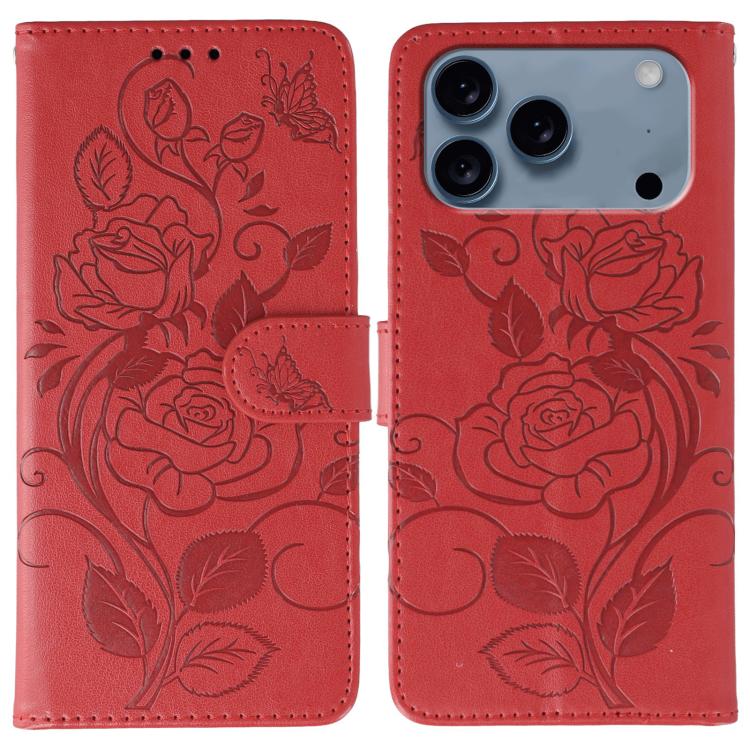 Funda de teléfono de piel con relieve de mariposa rosa, For iPhone 18 Pro / 17 Pro, For iPhone 18 Pro Max / 17 Pro Max, For iPhone 17e / 16e, For iPhone 17, For iPhone Air