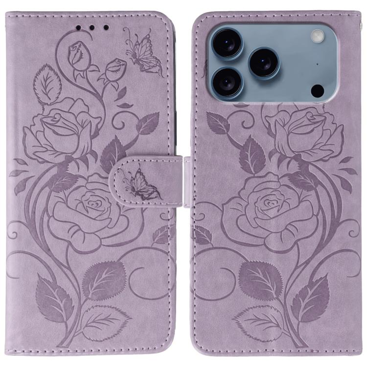 Funda de teléfono de piel con relieve de mariposa rosa, For iPhone 18 Pro / 17 Pro, For iPhone 18 Pro Max / 17 Pro Max, For iPhone 17e / 16e, For iPhone 17, For iPhone Air