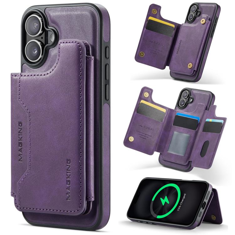 Funda desmontable para teléfono con tarjetero RFID MagSafe de la serie K3 de MAGKING, For iPhone 17e / 16e, For iPhone 17, For iPhone 16 Pro Max, For iPhone 16 Pro, For iPhone 16 Plus, For iPhone 16