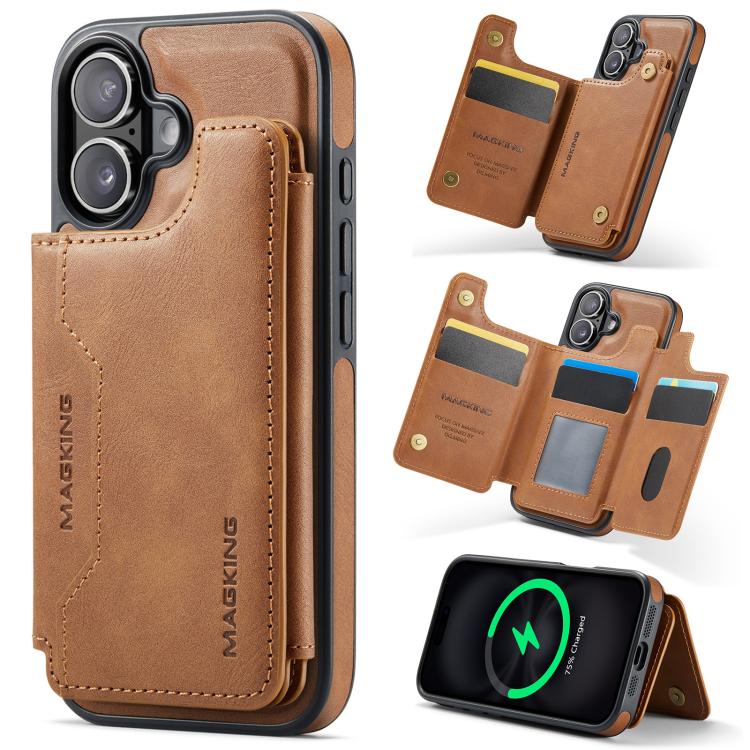 Funda desmontable para teléfono con tarjetero RFID MagSafe de la serie K3 de MAGKING, For iPhone 17e / 16e, For iPhone 17, For iPhone 16 Pro Max, For iPhone 16 Pro, For iPhone 16 Plus, For iPhone 16