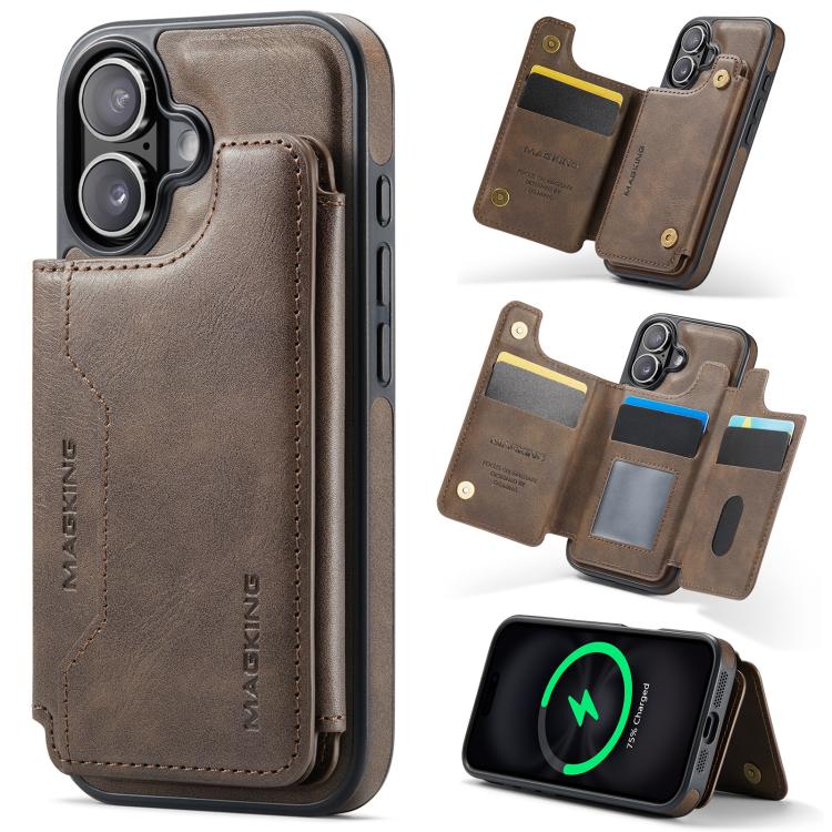 Funda desmontable para teléfono con tarjetero RFID MagSafe de la serie K3 de MAGKING, For iPhone 17e / 16e, For iPhone 17, For iPhone 16 Pro Max, For iPhone 16 Pro, For iPhone 16 Plus, For iPhone 16