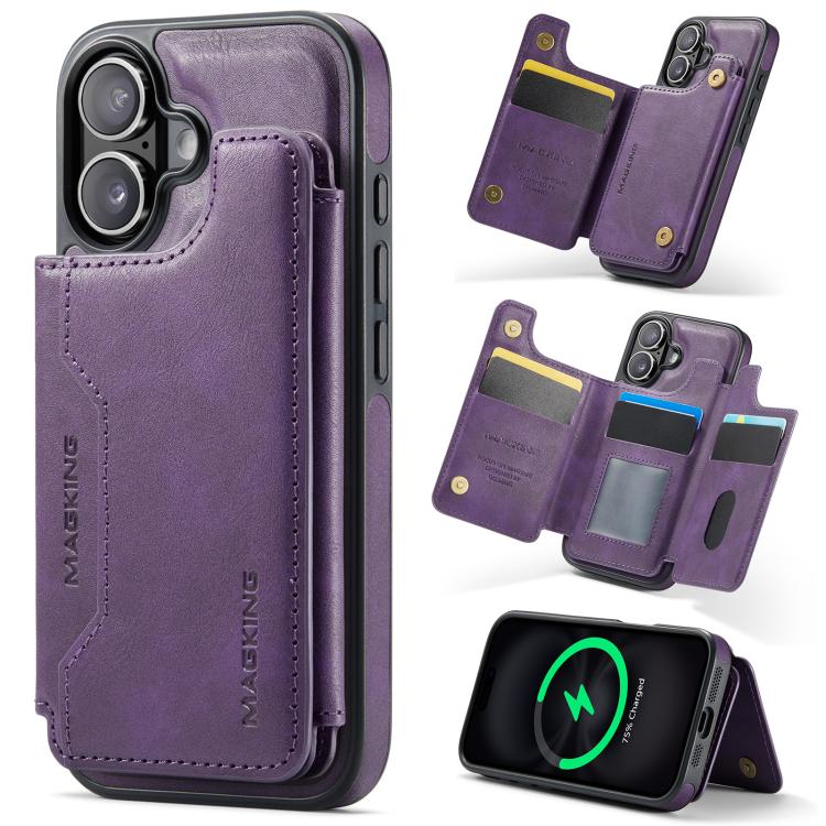 Funda desmontable para teléfono con tarjetero RFID MagSafe de la serie K3 de MAGKING, For iPhone 17e / 16e, For iPhone 17, For iPhone 16 Pro Max, For iPhone 16 Pro, For iPhone 16 Plus, For iPhone 16