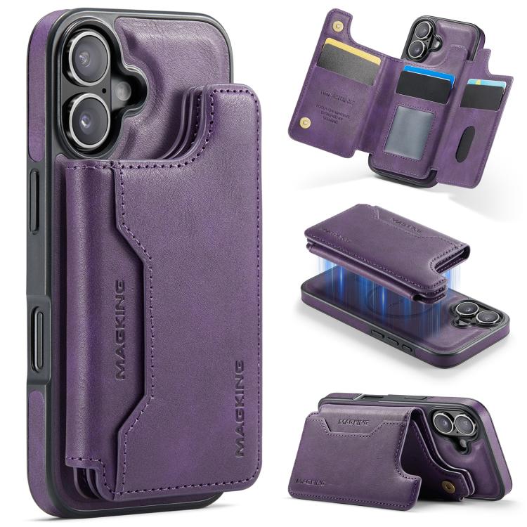 Funda desmontable para teléfono con tarjetero RFID MagSafe de la serie K3 de MAGKING, For iPhone 17e / 16e, For iPhone 17, For iPhone 16 Pro Max, For iPhone 16 Pro, For iPhone 16 Plus, For iPhone 16