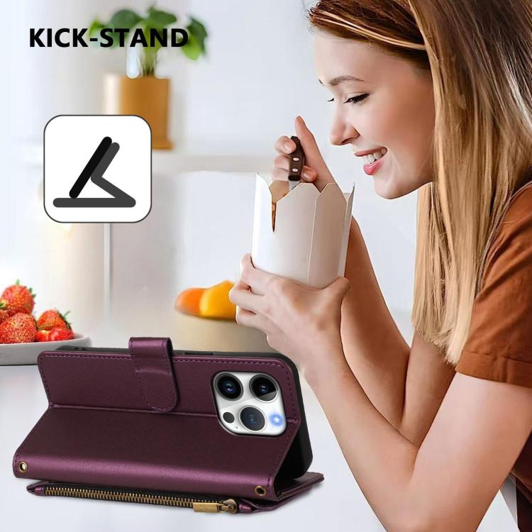 Funda de cuero para teléfono con cartera multitarjeta con cremallera y diseño de mariposa y flor de amor, For iPhone 16 Pro, For iPhone 16 Plus, For iPhone 16, For iPhone 15 Pro Max, For iPhone 15 Pro, For iPhone 15 Plus