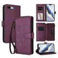 Funda de cuero para teléfono con cartera multitarjeta con cremallera y diseño de mariposa y flor de amor, For iPhone 7 Plus / 8 Plus