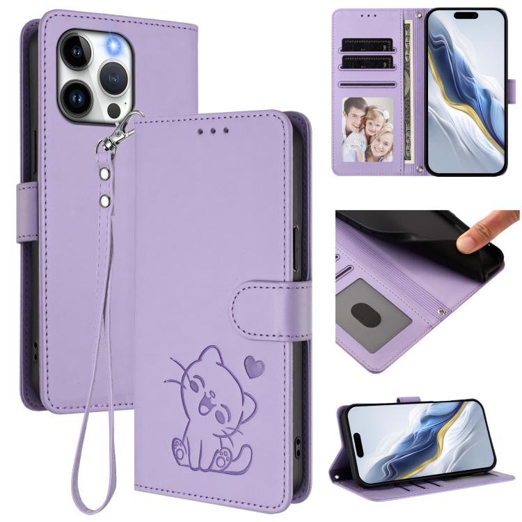 Funda para teléfono de piel con forma de corazón y gato en relieve, con correa de mano., For iPhone 14 Pro Max, For iPhone 7 / 8 / SE 2022, For iPhone 13 Pro Max, For iPhone 13 Pro