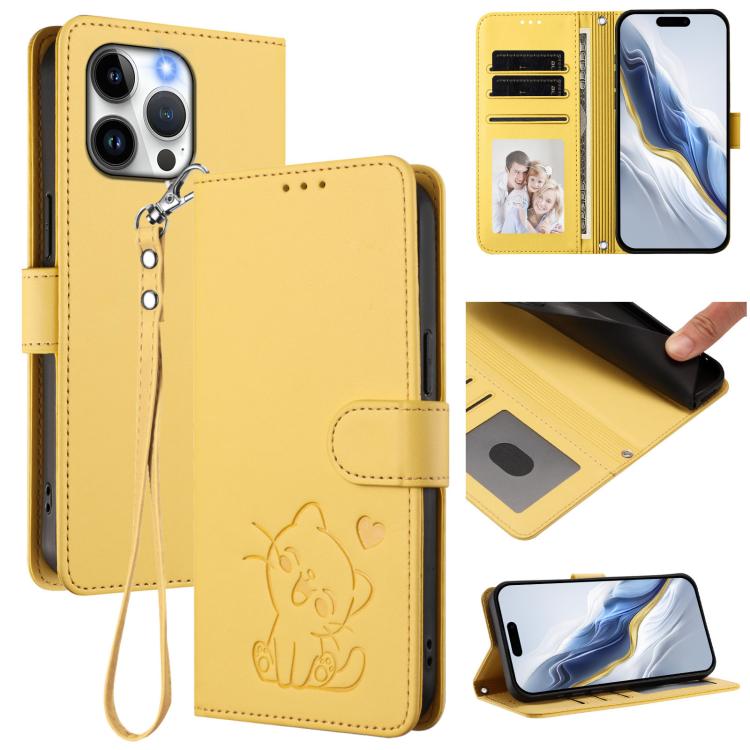 Funda para teléfono de piel con forma de corazón y gato en relieve, con correa de mano., For iPhone 14 Pro Max, For iPhone 7 / 8 / SE 2022, For iPhone 13 Pro Max, For iPhone 13 Pro