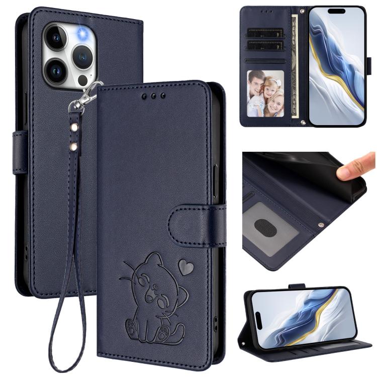 Funda para teléfono de piel con forma de corazón y gato en relieve, con correa de mano., For iPhone 14 Pro Max, For iPhone 7 / 8 / SE 2022, For iPhone 13 Pro Max, For iPhone 13 Pro