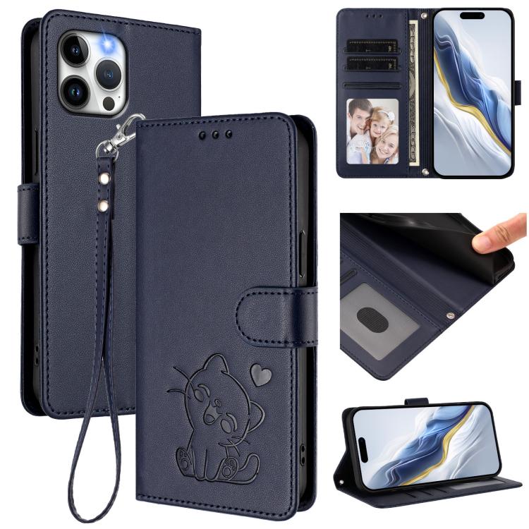 Funda para teléfono de piel con forma de corazón y gato en relieve, con correa de mano., For iPhone 13 mini, For iPhone 12 / 12 Pro, For iPhone 12 Pro Max, For iPhone 12 mini