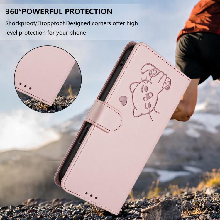 Funda para teléfono de piel con forma de corazón y gato en relieve, con correa de mano., For iPhone XR, For iPhone XS Max, For iPhone 7 Plus / 8 Plus