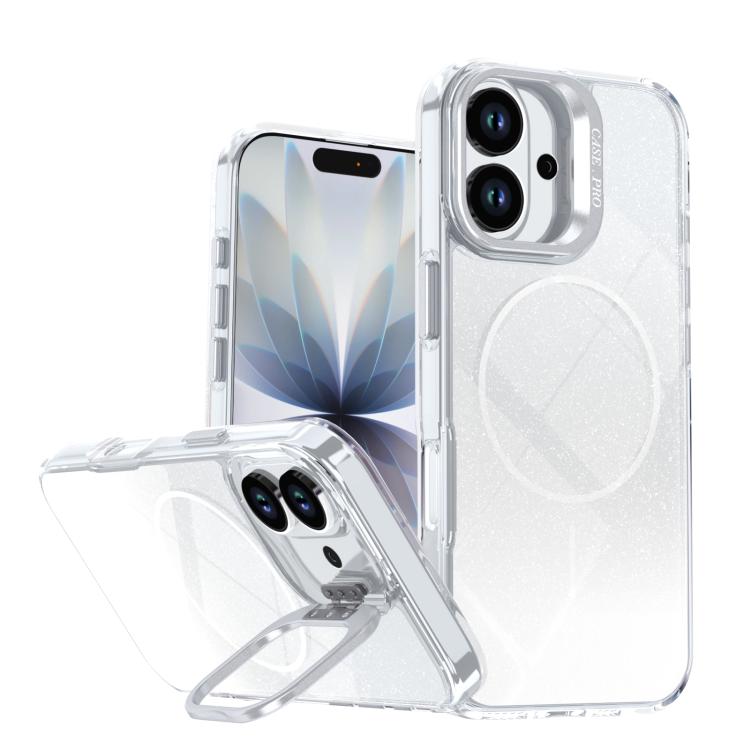 Funda para teléfono con soporte magnético para marco de lente con efecto degradado brillante, For iPhone 17e / 16e, For iPhone 17 Pro Max, For iPhone 17 Pro, For iPhone 17, For iPhone Air, For iPhone 16 Pro Max, For iPhone 16 Pro, For iPhone 16 Plus   ...