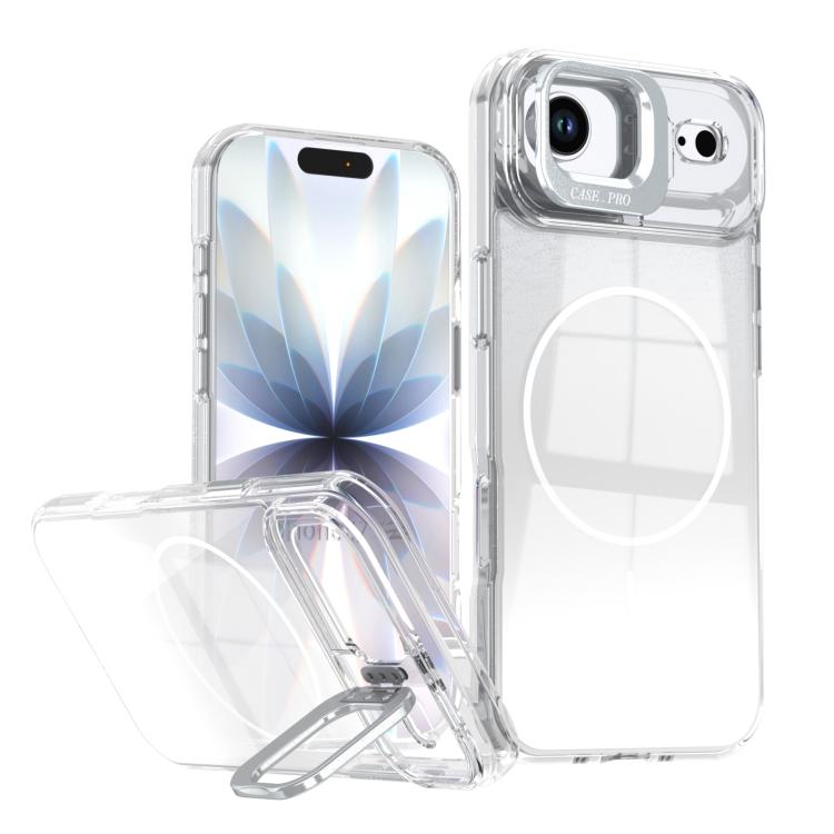 Funda para teléfono con soporte magnético para marco de lente con efecto degradado brillante, For iPhone 17e / 16e, For iPhone 17 Pro Max, For iPhone 17 Pro, For iPhone 17, For iPhone Air, For iPhone 16 Pro Max, For iPhone 16 Pro, For iPhone 16 Plus   ...