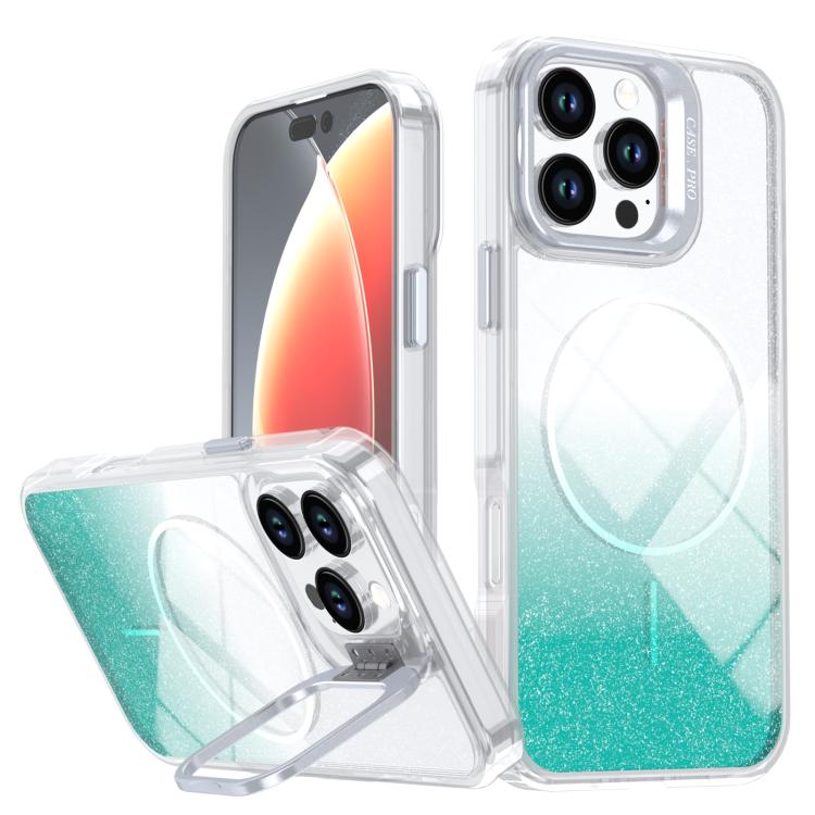 Funda para teléfono con soporte magnético para marco de lente con efecto degradado brillante, For iPhone 17e / 16e, For iPhone 17 Pro Max, For iPhone 17 Pro, For iPhone 17, For iPhone Air, For iPhone 16 Pro Max, For iPhone 16 Pro, For iPhone 16 Plus   ...