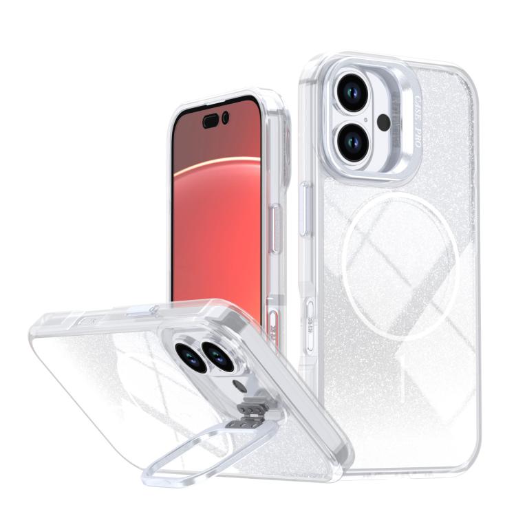 Funda para teléfono con soporte magnético para marco de lente con efecto degradado brillante, For iPhone 17e / 16e, For iPhone 17 Pro Max, For iPhone 17 Pro, For iPhone 17, For iPhone Air, For iPhone 16 Pro Max, For iPhone 16 Pro, For iPhone 16 Plus   ...
