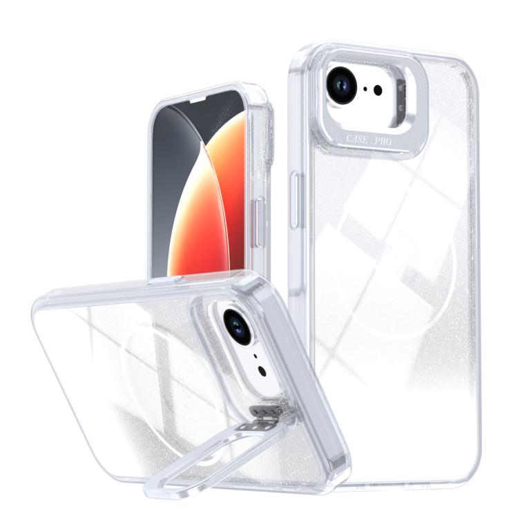 Funda para teléfono con soporte magnético para marco de lente con efecto degradado brillante, For iPhone 17e / 16e, For iPhone 17 Pro Max, For iPhone 17 Pro, For iPhone 17, For iPhone Air, For iPhone 16 Pro Max, For iPhone 16 Pro, For iPhone 16 Plus   ...