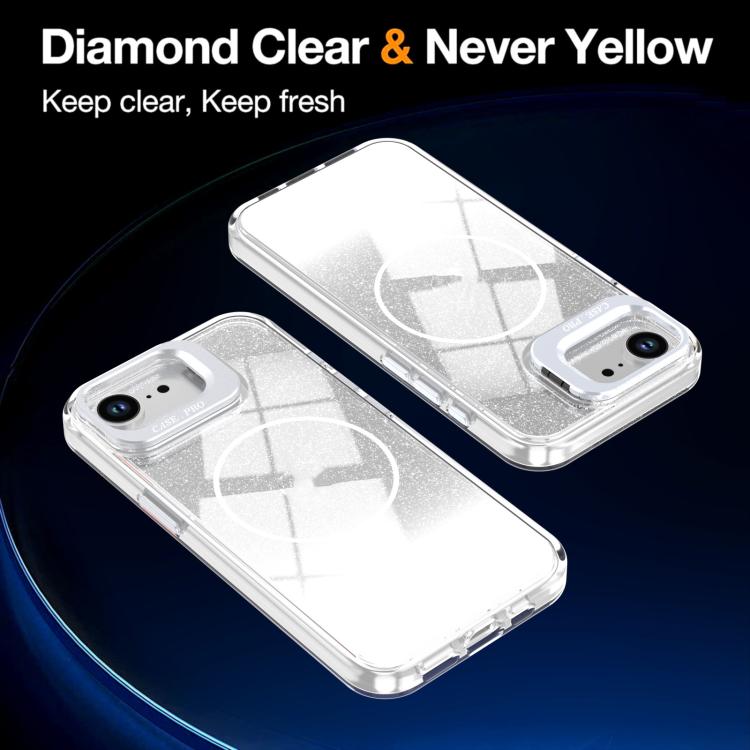 Funda para teléfono con soporte magnético para marco de lente con efecto degradado brillante, For iPhone 17e / 16e, For iPhone 17 Pro Max, For iPhone 17 Pro, For iPhone 17, For iPhone Air, For iPhone 16 Pro Max, For iPhone 16 Pro, For iPhone 16 Plus   ...