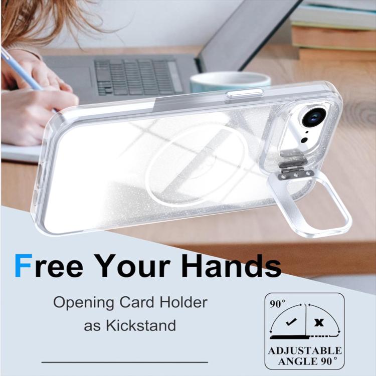 Funda para teléfono con soporte magnético para marco de lente con efecto degradado brillante, For iPhone 17e / 16e, For iPhone 17 Pro Max, For iPhone 17 Pro, For iPhone 17, For iPhone Air, For iPhone 16 Pro Max, For iPhone 16 Pro, For iPhone 16 Plus   ...