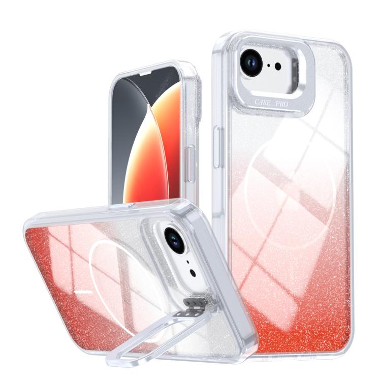 Funda para teléfono con soporte magnético para marco de lente con efecto degradado brillante, For iPhone 17e / 16e, For iPhone 17 Pro Max, For iPhone 17 Pro, For iPhone 17, For iPhone Air, For iPhone 16 Pro Max, For iPhone 16 Pro, For iPhone 16 Plus   ...