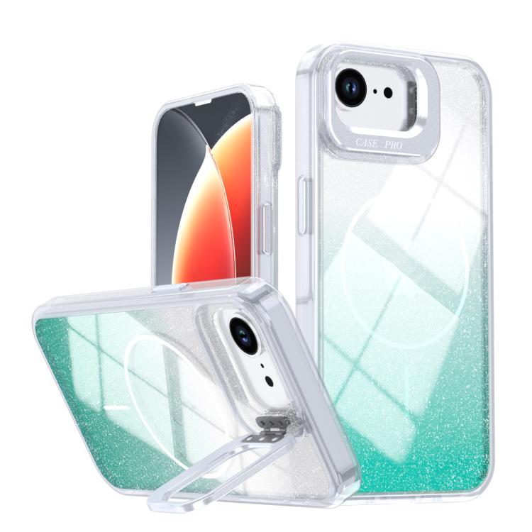 Funda para teléfono con soporte magnético para marco de lente con efecto degradado brillante, For iPhone 17e / 16e, For iPhone 17 Pro Max, For iPhone 17 Pro, For iPhone 17, For iPhone Air, For iPhone 16 Pro Max, For iPhone 16 Pro, For iPhone 16 Plus   ...