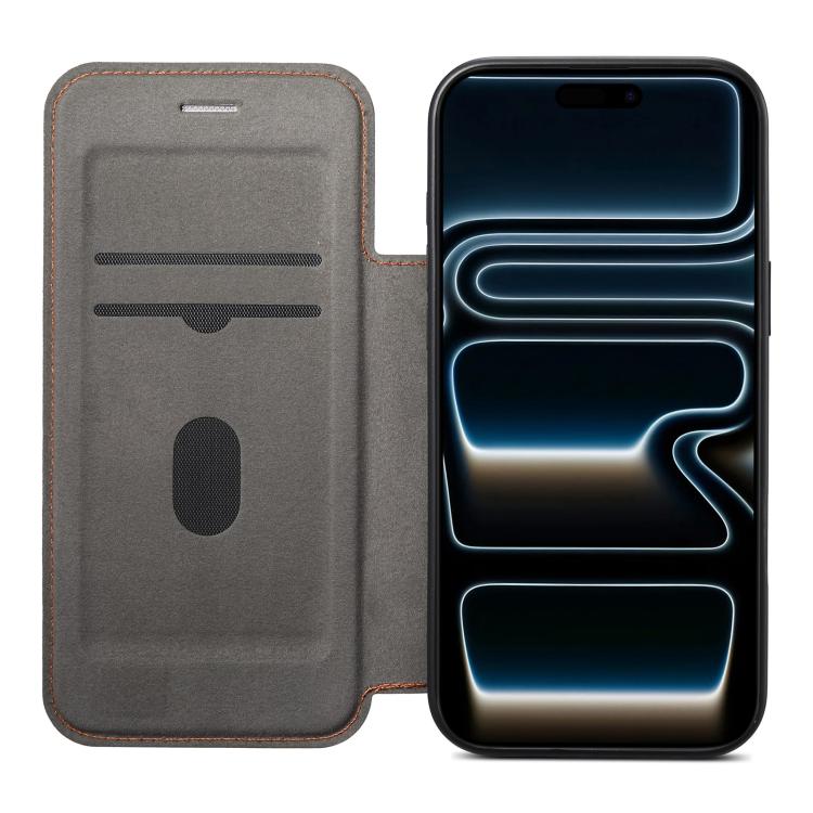 Funda para teléfono ESEBLE ultradelgada con ranura para tarjetas y cierre magnético de piel vegana, For iPhone 17e / 16e, For iPhone 16 Pro Max, For iPhone 16 Pro, For iPhone 16, For iPhone 15 Pro Max, For iPhone 15 Pro, For iPhone 15, For iPhone 14 / ...