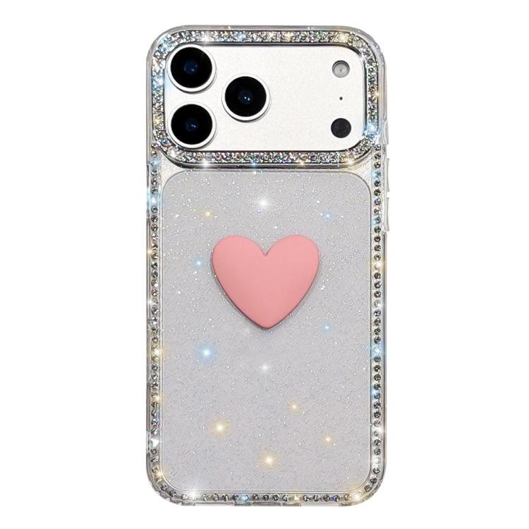 Funda para teléfono IMD Love Heart de doble cara con diamantes de imitación brillantes, For iPhone 18 Pro / 17 Pro, For iPhone 18 Pro Max / 17 Pro Max, For iPhone 17e / 16e, For iPhone 17, For iPhone Air