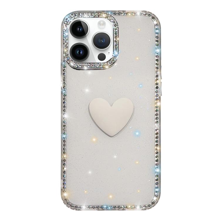 Funda para teléfono IMD Love Heart de doble cara con diamantes de imitación brillantes, For iPhone 15 Pro, For iPhone 15, For iPhone 14, For iPhone 14 Pro, For iPhone 14 Pro Max