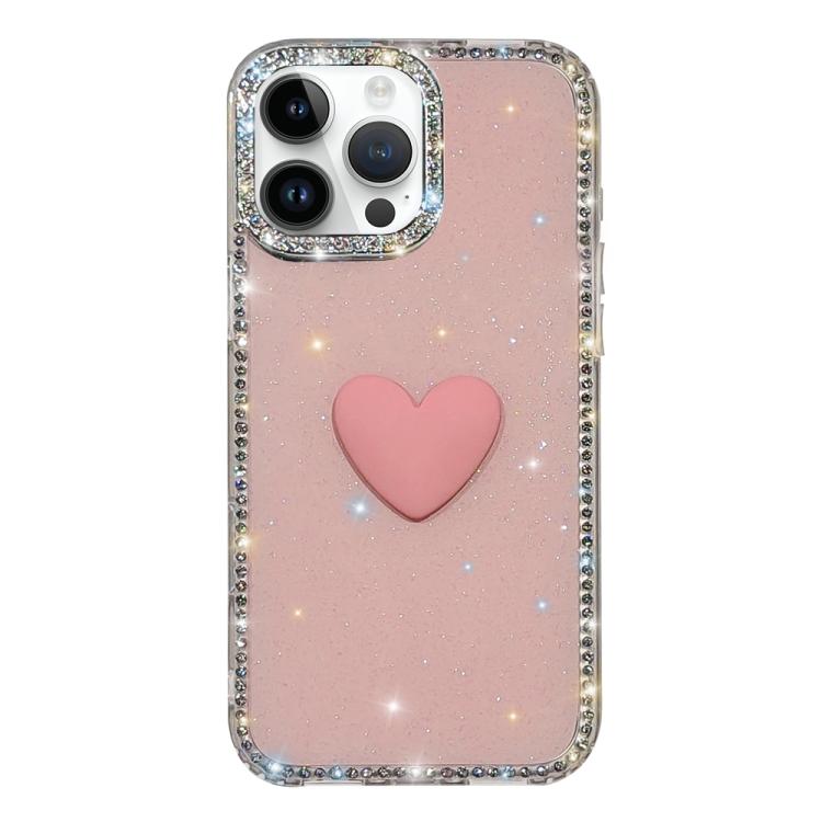 Funda para teléfono IMD Love Heart de doble cara con diamantes de imitación brillantes, For iPhone 15 Pro, For iPhone 15, For iPhone 14, For iPhone 14 Pro, For iPhone 14 Pro Max
