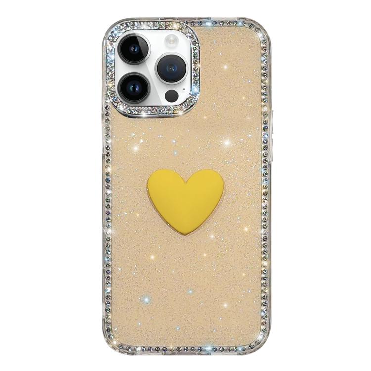 Funda para teléfono IMD Love Heart de doble cara con diamantes de imitación brillantes, For iPhone 15 Pro, For iPhone 15, For iPhone 14, For iPhone 14 Pro, For iPhone 14 Pro Max