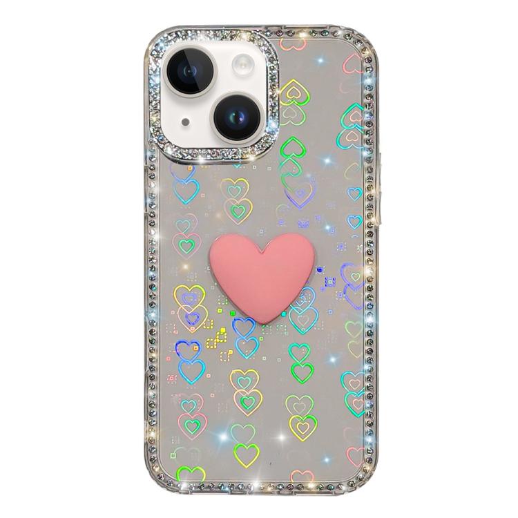 Funda para teléfono IMD Love Heart de doble cara con diamantes de imitación brillantes, For iPhone 15 Pro, For iPhone 15, For iPhone 14, For iPhone 14 Pro, For iPhone 14 Pro Max
