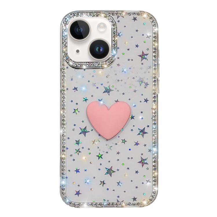 Funda para teléfono IMD Love Heart de doble cara con diamantes de imitación brillantes, For iPhone 15 Pro, For iPhone 15, For iPhone 14, For iPhone 14 Pro, For iPhone 14 Pro Max