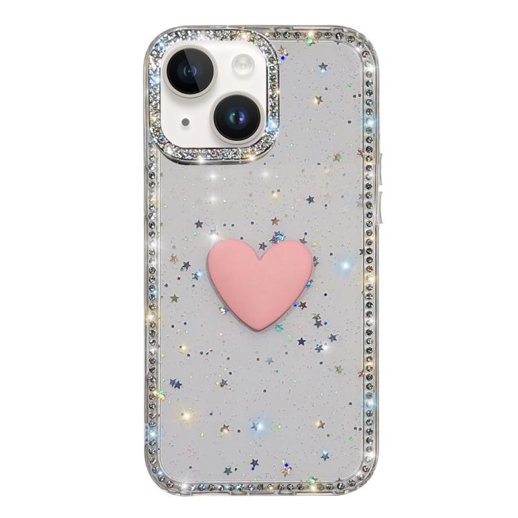 Funda para teléfono IMD Love Heart de doble cara con diamantes de imitación brillantes, For iPhone 15 Pro, For iPhone 15, For iPhone 14, For iPhone 14 Pro, For iPhone 14 Pro Max
