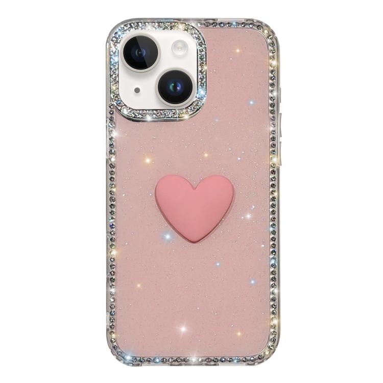Funda para teléfono IMD Love Heart de doble cara con diamantes de imitación brillantes, For iPhone 15 Pro, For iPhone 15, For iPhone 14, For iPhone 14 Pro, For iPhone 14 Pro Max