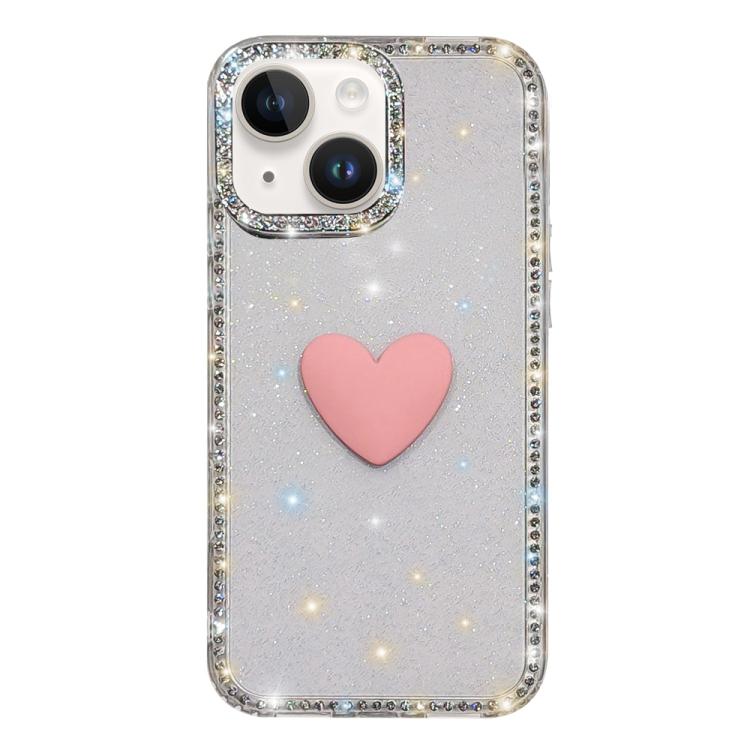 Funda para teléfono IMD Love Heart de doble cara con diamantes de imitación brillantes, For iPhone 15 Pro, For iPhone 15, For iPhone 14, For iPhone 14 Pro, For iPhone 14 Pro Max