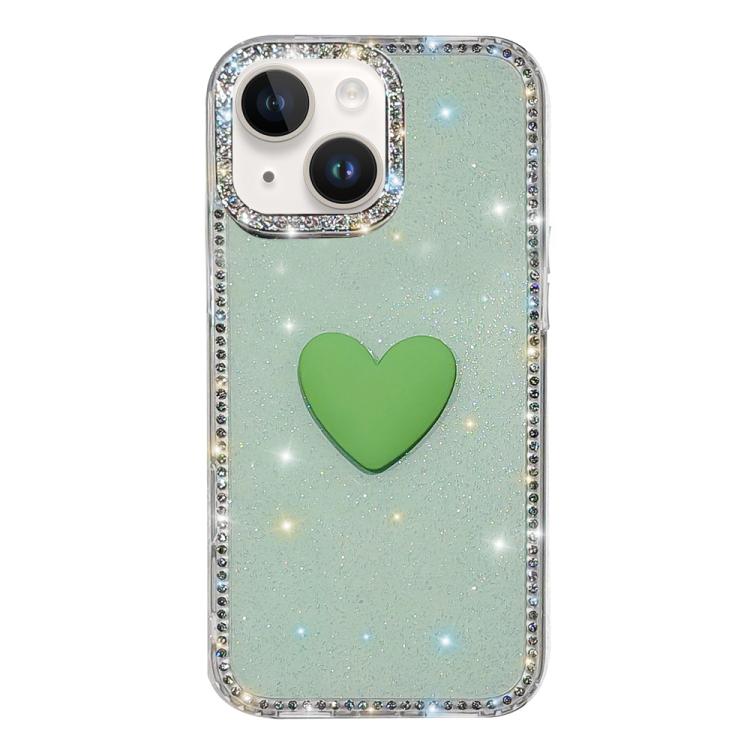 Funda para teléfono IMD Love Heart de doble cara con diamantes de imitación brillantes, For iPhone 15 Pro, For iPhone 15, For iPhone 14, For iPhone 14 Pro, For iPhone 14 Pro Max