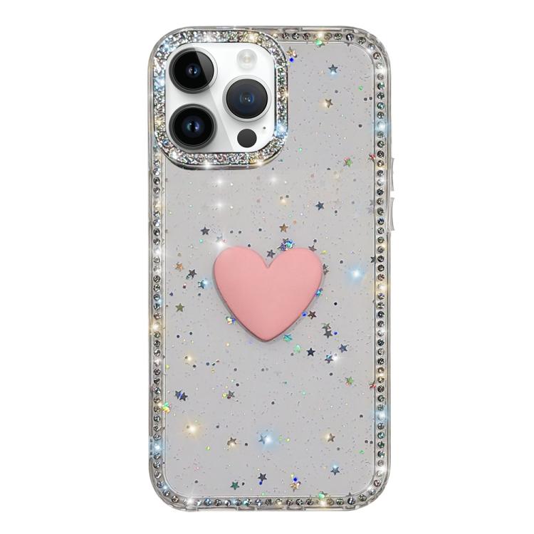 Funda para teléfono IMD Love Heart de doble cara con diamantes de imitación brillantes, For iPhone 15 Pro, For iPhone 15, For iPhone 14, For iPhone 14 Pro, For iPhone 14 Pro Max