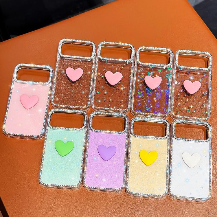 Funda para teléfono IMD Love Heart de doble cara con diamantes de imitación brillantes, For iPhone 13 Pro Max, For iPhone 13 Pro, For iPhone 13