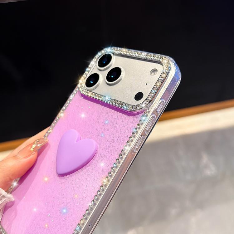 Funda para teléfono IMD Love Heart de doble cara con diamantes de imitación brillantes, For iPhone 13 Pro Max, For iPhone 13 Pro, For iPhone 13