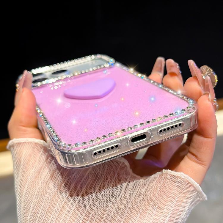 Funda para teléfono IMD Love Heart de doble cara con diamantes de imitación brillantes, For iPhone 17e / 16e, For iPhone 17 Pro Max, For iPhone 17 Pro, For iPhone 17, For iPhone Air