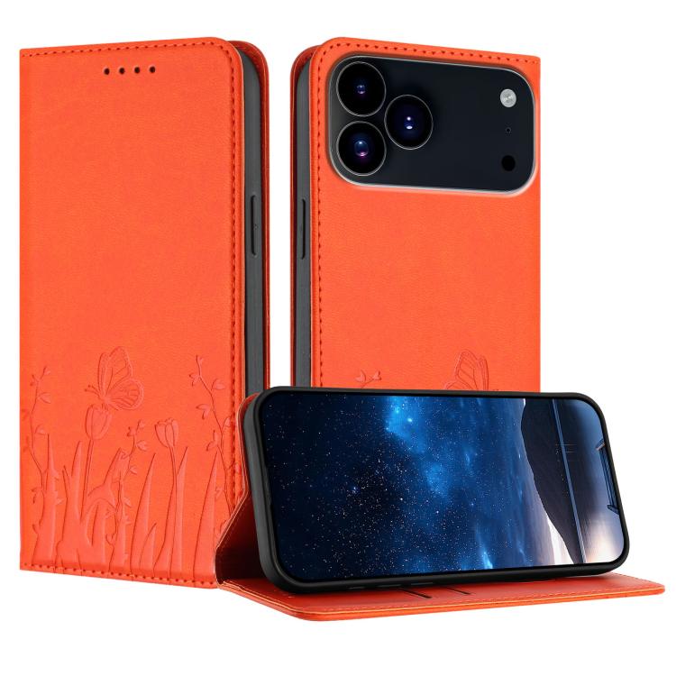 Funda magnética para teléfono de piel vegana con estampado de tulipanes y mariposas, For iPhone 18 Pro / 17 Pro, For iPhone 18 Pro Max / 17 Pro Max, For iPhone 17e / 16e, For iPhone 17