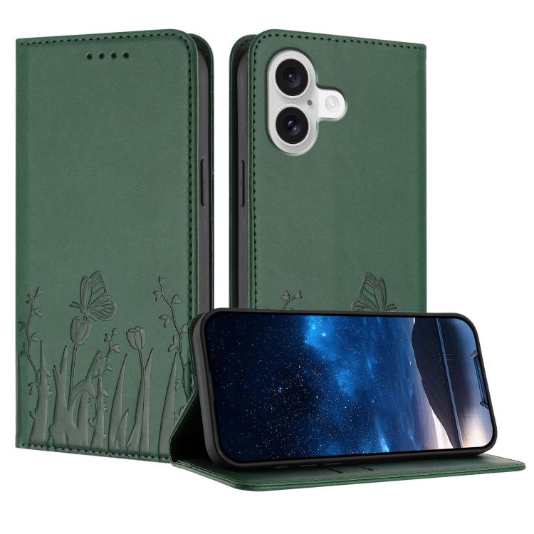 Funda magnética para teléfono de piel vegana con estampado de tulipanes y mariposas, For iPhone 18 Pro / 17 Pro, For iPhone 18 Pro Max / 17 Pro Max, For iPhone 17e / 16e, For iPhone 17