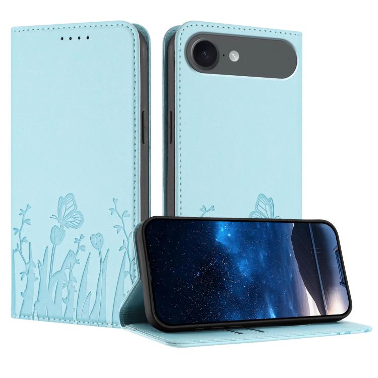 Funda magnética para teléfono de piel vegana con estampado de tulipanes y mariposas, For iPhone Air, For iPhone 16 Pro Max, For iPhone 16 Pro, For iPhone 16 Plus