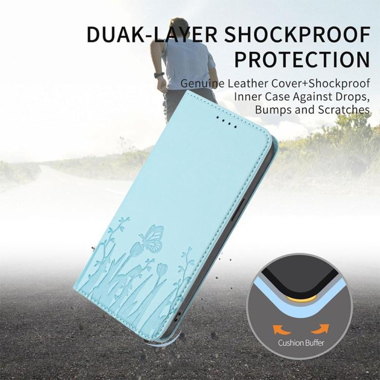 Funda magnética para teléfono de piel vegana con estampado de tulipanes y mariposas, For iPhone 17e / 16e, For iPhone 17 Pro Max, For iPhone 17 Pro, For iPhone 17