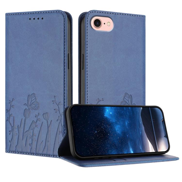 Funda magnética para teléfono de piel vegana con estampado de tulipanes y mariposas, For iPhone 18 Pro / 17 Pro, For iPhone 18 Pro Max / 17 Pro Max, For iPhone 17e / 16e, For iPhone 17