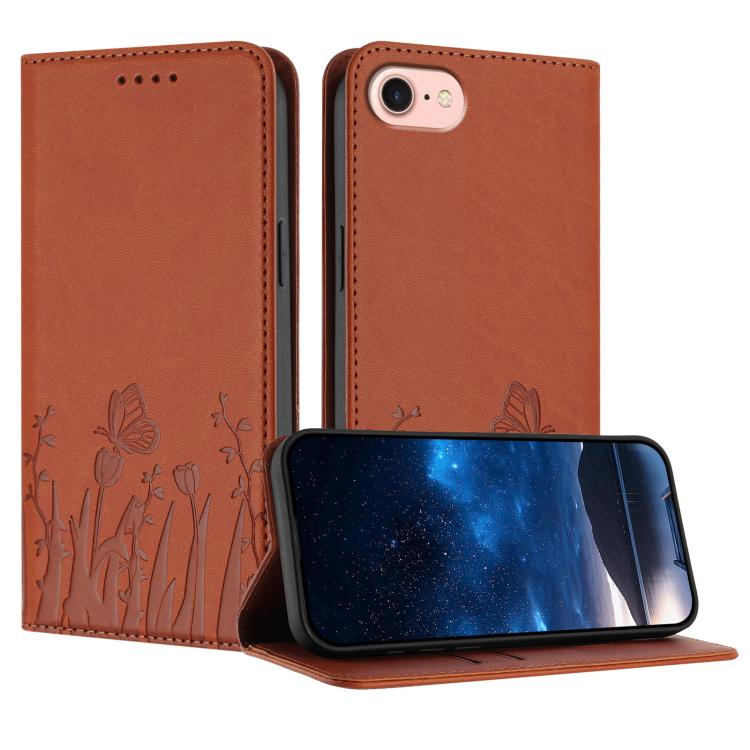 Funda magnética para teléfono de piel vegana con estampado de tulipanes y mariposas, For iPhone 18 Pro / 17 Pro, For iPhone 18 Pro Max / 17 Pro Max, For iPhone 17e / 16e, For iPhone 17