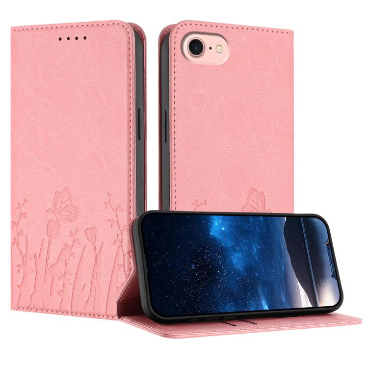 Funda magnética para teléfono de piel vegana con estampado de tulipanes y mariposas, For iPhone 18 Pro / 17 Pro, For iPhone 18 Pro Max / 17 Pro Max, For iPhone 17e / 16e, For iPhone 17